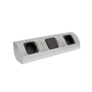 PRZEDŁUŻACZ BIURKOWY NAROŻNY 2X GNIAZDO SCHUCKO+1 WYŁĄCZNIK CORNER BOX ALU